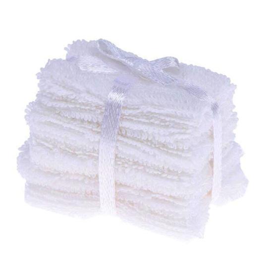 Полезное Экологичное Хорошее Мастерство Гениальное Кукольный Домик Миниатюрное Сине-Белое Полотенце для Декора белый