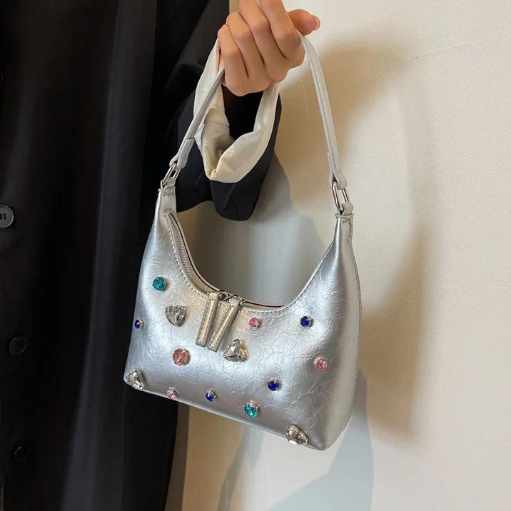 Женская сумка Цветная алмазная нагрудная сумка Модная новая повседневная мягкая сумка на молнии через плечо Сумка дизайнерская сумка класса люкс