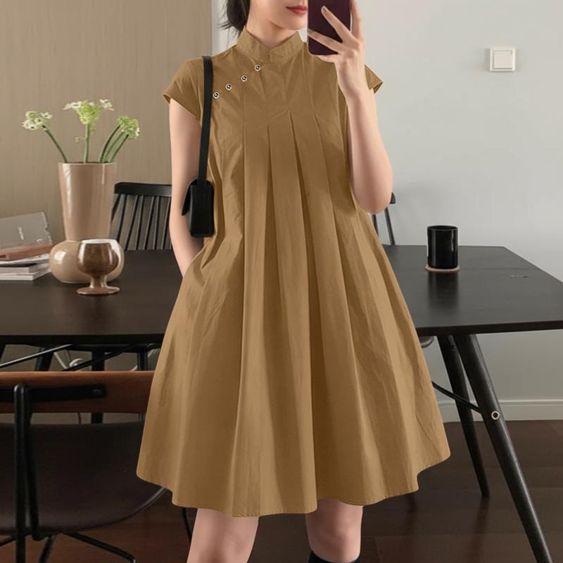 ZANZEA Women Casual Stand Collar Summer Short Sleeve Dress 2XL коричневий
ZANZEA Women Casual Stand Collar Summer Short Sleeve Dress 2XL коричневий