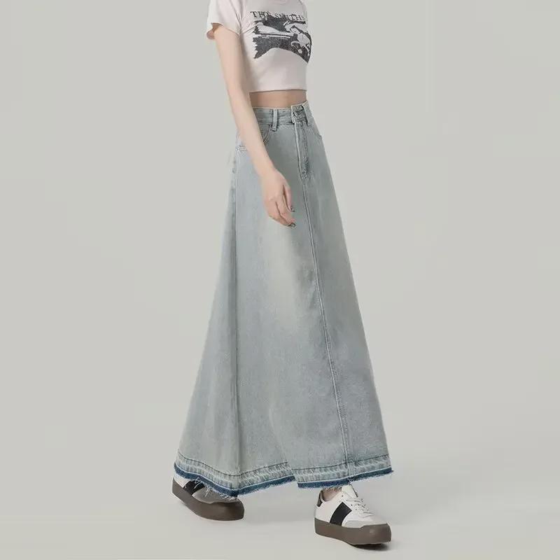 Hong Kong Style Light Blue Retro Washed High Waist A-Line Midi Denim Skirt for Women - Summer 2024 Small світло-синій колір
Hong Kong Style Light Blue Retro Washed High Waist A-Line Midi Denim Skirt for Women - Summer 2024 Small світло-синій колір