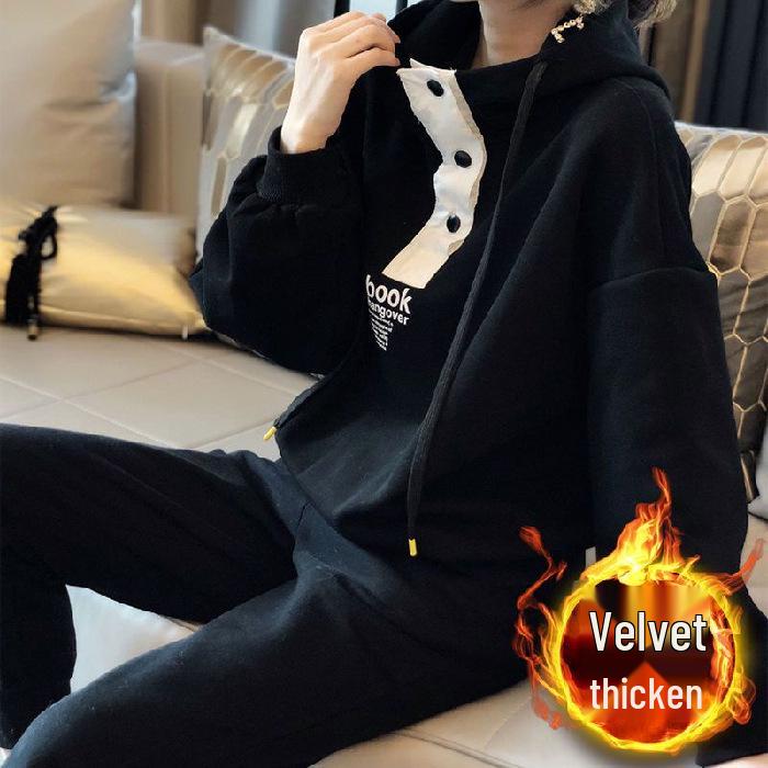 Autumn Winter Plus Velvet Casual Hooded Sweatshirt and Pants Women s Two-Piece Set L чёрный
Autumn Winter Plus Velvet Casual Hooded Sweatshirt and Pants Women s Two-Piece Set L чёрный