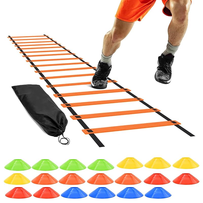 Jessfar 8M Тренувальна драбина Маркерні конуси, Набір з 20 шт., для Футболу, Легкої атлетики, Бейсболу, Тренувань у приміщенні, Тренування спритності, Самостійних тренувань, Міцний
Jessfar 8M Тренувальна драбина Маркерні конуси, Набір з 20 шт., для Футболу, Легкої атлетики, Бейсболу, Тренувань у приміщенні, Тренування спритності, Самостійних тренувань, Міцний