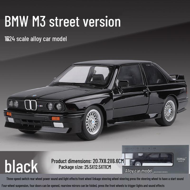 Jinlifang 1901-440 Модель автомобиля из сплава BMW M3 E30 1988 года с функциями звука и света чёрный
Jinlifang 1901-440 Модель автомобиля из сплава BMW M3 E30 1988 года с функциями звука и света чёрный