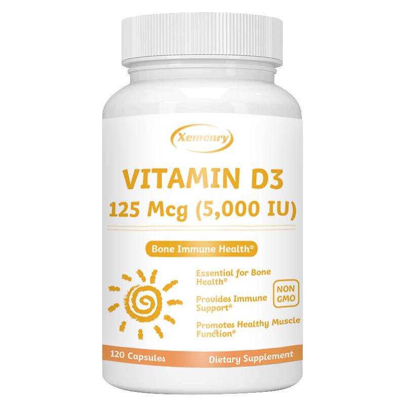 Xemenry High Absorption Vitamin D3 Capsules, 5,000 IU per serving, natural antioxidant, supports immune function. 120
Xemenry High Absorption Vitamin D3 Capsules, 5,000 IU per serving, natural antioxidant, supports immune function. 120