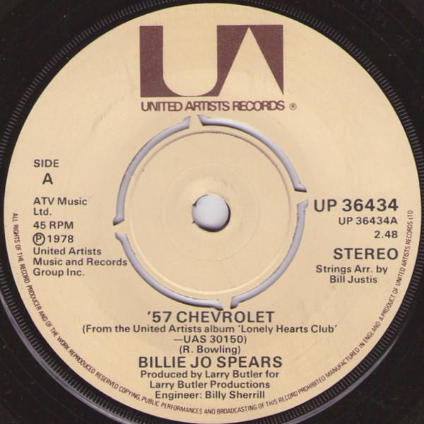 7inch Record BILLIE JO SPEARS 57 Chevrolet UP36436 United Artists 1978 UK CountryFolk Used
7inch Record BILLIE JO SPEARS 57 Chevrolet UP36436 United Artists 1978 UK CountryFolk Used