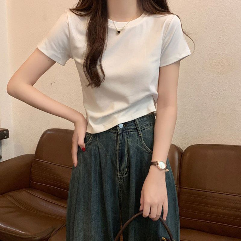 Short Tops for Women 2026 Summer New Style Burgundy Round Neck Cotton Short-Sleeved T-Shirt Versatile Round Neck Print White L
Short Tops for Women 2026 Summer New Style Burgundy Round Neck Cotton Short-Sleeved T-Shirt Versatile Round Neck Print White L