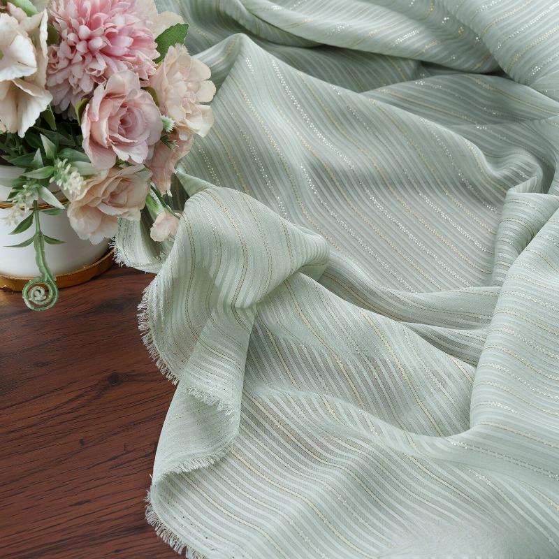 Metallic Gold Silver Striped Satin Chiffon Fabric Shimmering Drape Material for Sewing Summer Hanfu Blouse Dress Clothes Cloth 100x150cm
Metallic Gold Silver Striped Satin Chiffon Fabric Shimmering Drape Material for Sewing Summer Hanfu Blouse Dress Clothes Cloth 100x150cm