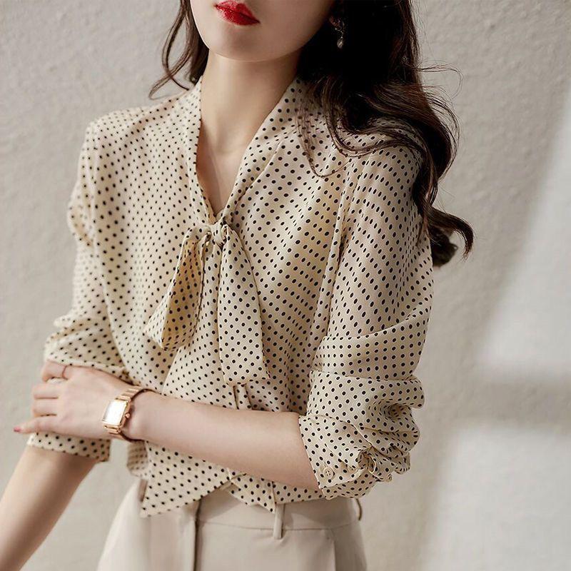 Spring Autumn Elegant Fashion Polka Dot Printing Shirt Women Long Sleeve Bow Blouse Female Temperament Top 3XL
Spring Autumn Elegant Fashion Polka Dot Printing Shirt Women Long Sleeve Bow Blouse Female Temperament Top 3XL