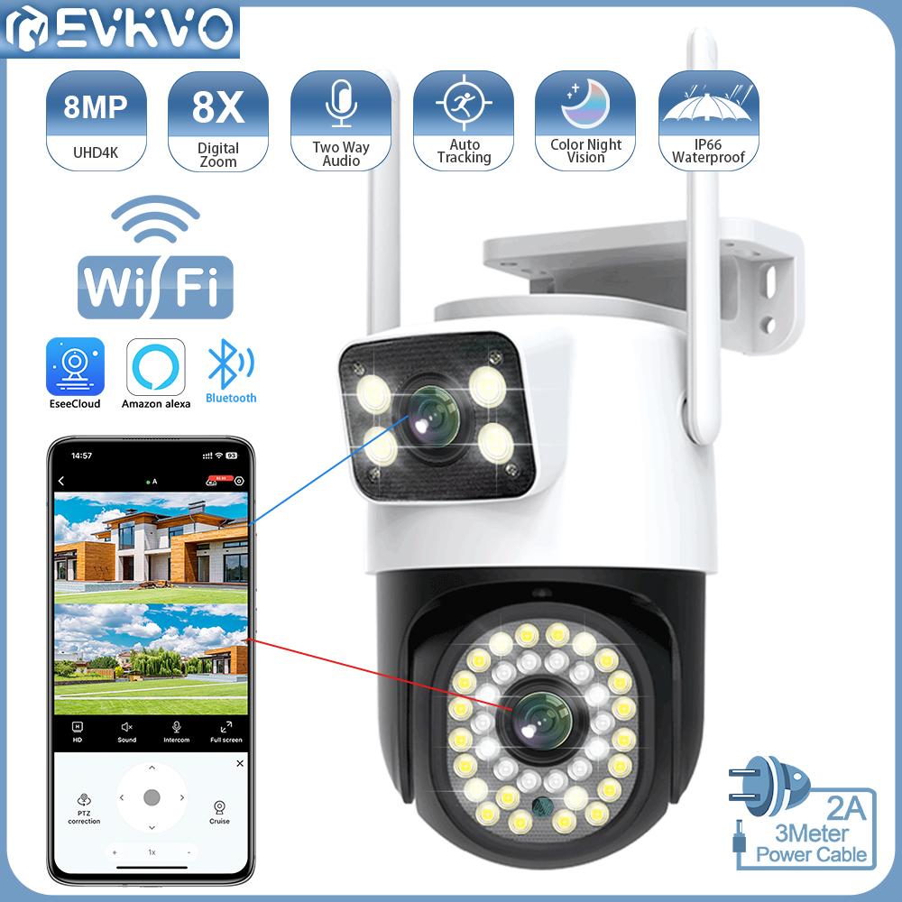 EVKVO 8MP 4K двойной экран PTZ беспроводная Wi-Fi IP-камера видеонаблюдения с отслеживанием движения, обнаружение людей, 8-кратный зум, наружное водонепроницаемое видеонаблюдение
EVKVO 8MP 4K двойной экран PTZ беспроводная Wi-Fi IP-камера видеонаблюдения с отслеживанием движения, обнаружение людей, 8-кратный зум, наружное водонепроницаемое видеонаблюдение