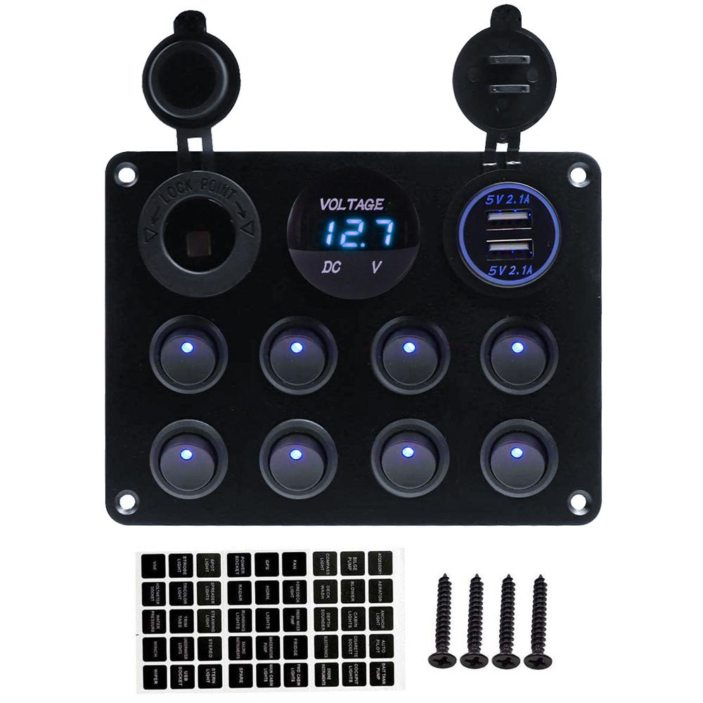 12 24 В 8-клавишное двойное зарядное устройство USB для автомобиля, кнопочный переключатель, панель автоматического выключателя для автомобиля, автофургона, грузовика, квадроцикла, UTV, кемпера, каравана синий
12 24 В 8-клавишное двойное зарядное устройство USB для автомобиля, кнопочный переключатель, панель автоматического выключателя для автомобиля, автофургона, грузовика, квадроцикла, UTV, кемпера, каравана синий