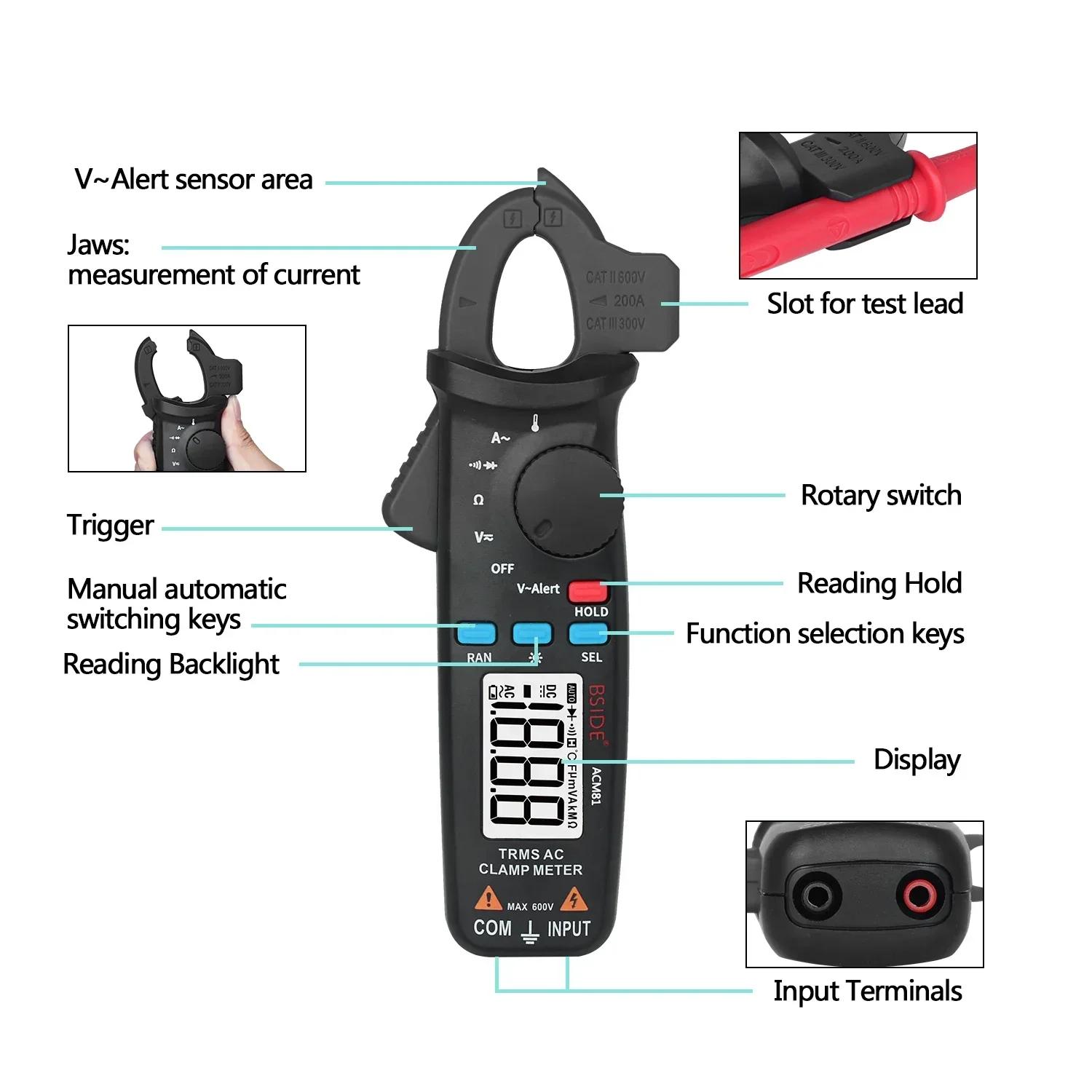 BSIDE ACM91 Multimeter Auto Repair Multi Purpose Clamp Gauge Automatic Range Multimeter Low Impedance DC Small Current
BSIDE ACM91 Multimeter Auto Repair Multi Purpose Clamp Gauge Automatic Range Multimeter Low Impedance DC Small Current