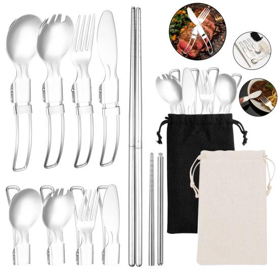 3/5Pcs Cutlery Set with Storage Bag Foldable Locking Handle Stainless Steel Backpacking Hiking Camping Ultralight Utensils
3/5Pcs Cutlery Set with Storage Bag Foldable Locking Handle Stainless Steel Backpacking Hiking Camping Ultralight Utensils