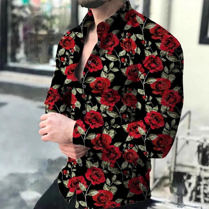 Men Long Sleeve Button Down Shirt Rose Floral Print Casual Hawaiian Style Top M
Men Long Sleeve Button Down Shirt Rose Floral Print Casual Hawaiian Style Top M