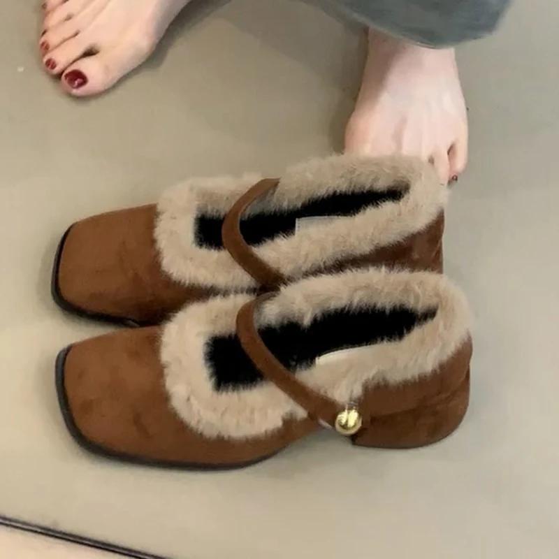 Fashion Elegant Square Toe Faux Fur Mary Jane Shoes Women Winter Fashion Suede Slip on Medium Heel Pumps French Retro Dress Party Pumps 39 коричневый
Fashion Elegant Square Toe Faux Fur Mary Jane Shoes Women Winter Fashion Suede Slip on Medium Heel Pumps French Retro Dress Party Pumps 39 коричневый
