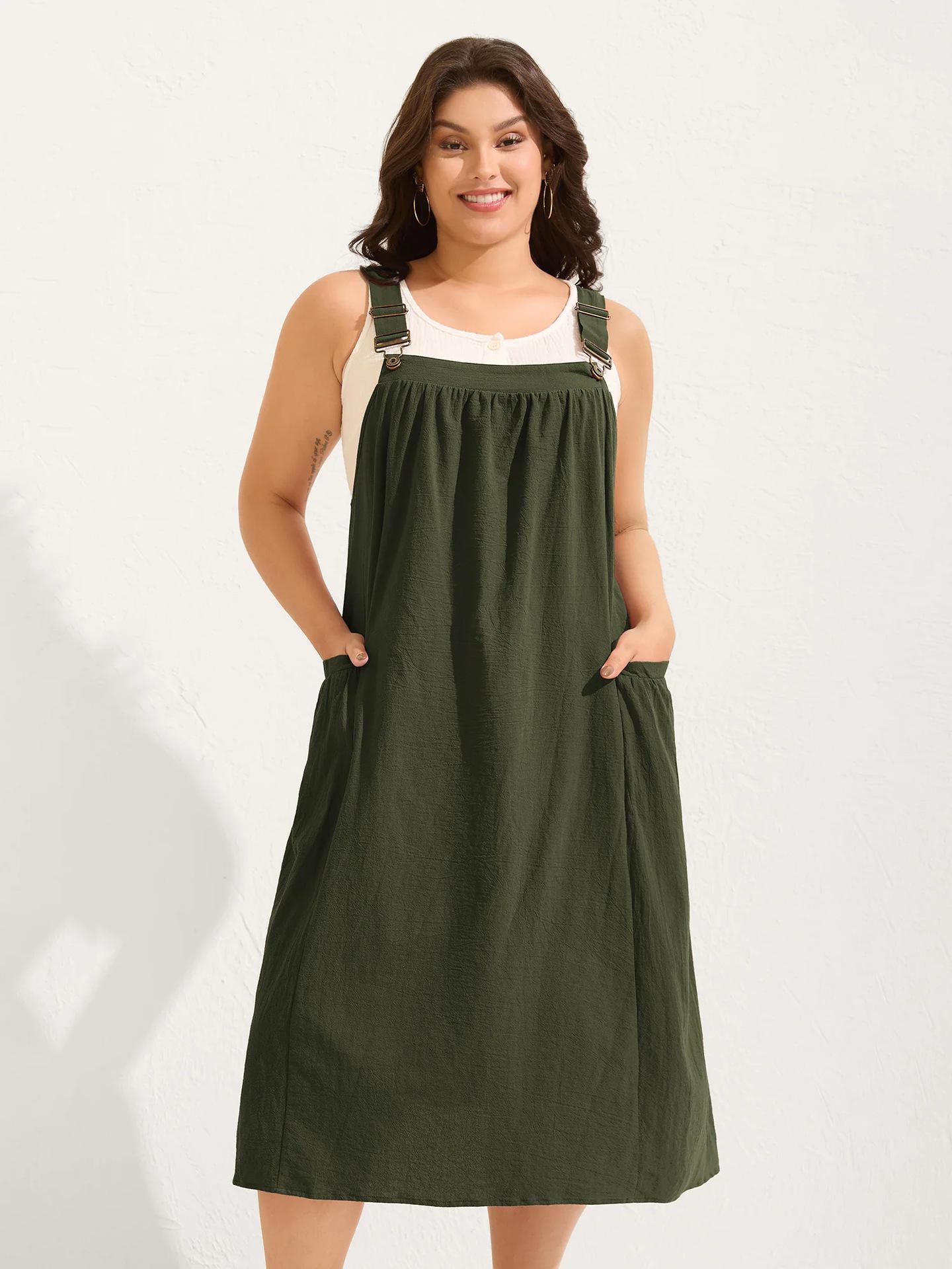European Plus Size Cotton Pleated Dress with Pockets XXXL армія зелений колір
European Plus Size Cotton Pleated Dress with Pockets XXXL армія зелений колір