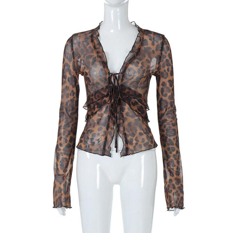 European and American Hot-Selling Women s Clothing 2024 Summer New Fashion Sexy Mesh See-Through Cardigan Tie-Up T-Shirt Foreign Trade Leopard print XS
European and American Hot-Selling Women s Clothing 2024 Summer New Fashion Sexy Mesh See-Through Cardigan Tie-Up T-Shirt Foreign Trade Leopard print XS