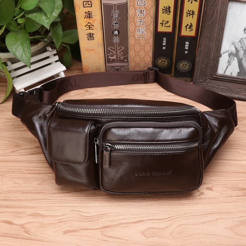 Leather Waist Bag, Men s Multifunctional Chest Bag, Casual Top Layer, Cowhide Small Waist Cross Bag, Cycling Sports Cash Bag темно-коричневого кольору
Leather Waist Bag, Men s Multifunctional Chest Bag, Casual Top Layer, Cowhide Small Waist Cross Bag, Cycling Sports Cash Bag темно-коричневого кольору
