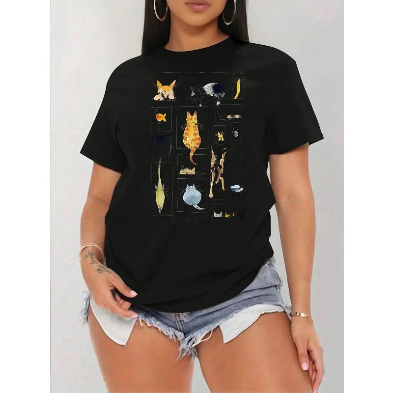 T-Shirt with Interesting Cat Patterns - Fun and Cute Design, Fresh Hand-Painted Style, Casual Assembly Glasses, Cat Shirt, Holiday Surprise Gift 4XL чорний
T-Shirt with Interesting Cat Patterns - Fun and Cute Design, Fresh Hand-Painted Style, Casual Assembly Glasses, Cat Shirt, Holiday Surprise Gift 4XL чорний