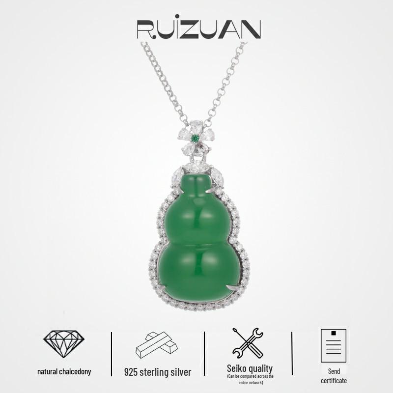 Rui Diamond Elegant Women s Necklace: S925 Silver Gold-Plated Chalcedony Green Gourd Pendant, European & American Style 925 Silver (Chain Length 40+3cm)
Rui Diamond Elegant Women s Necklace: S925 Silver Gold-Plated Chalcedony Green Gourd Pendant, European & American Style 925 Silver (Chain Length 40+3cm)