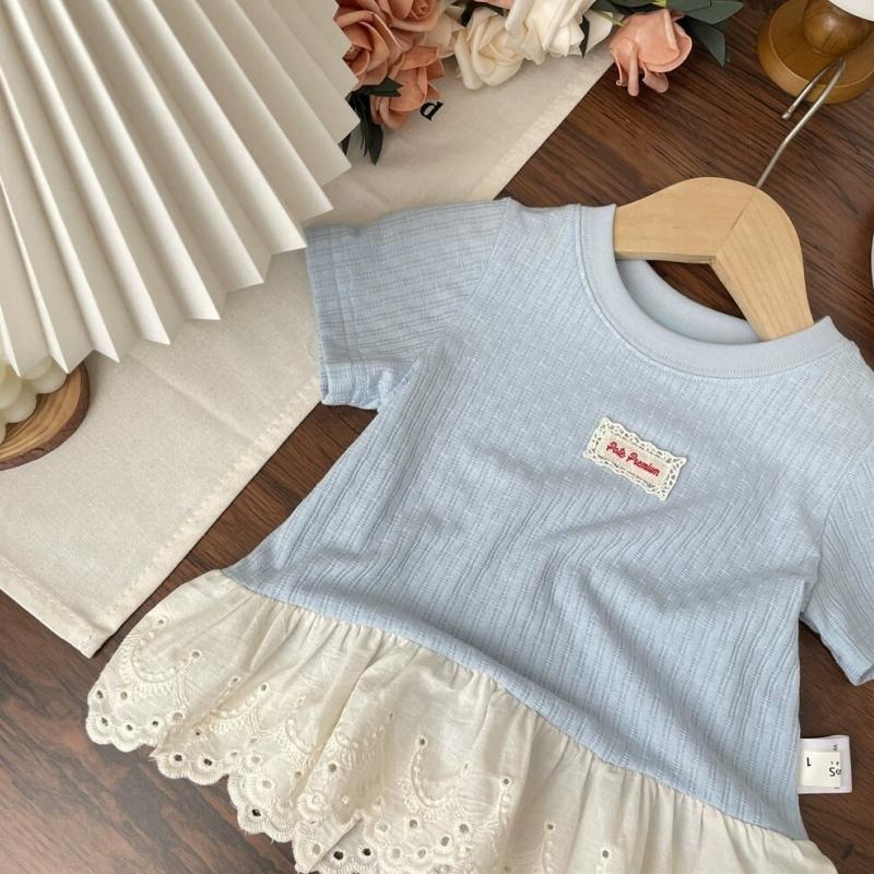 Summer Kids Girls Tees Cotton T-shirt Thin Lace Hem Infant Babys Girls Undershirts Loose Round Collar Children Girl Short Sleeves 140 синій
Summer Kids Girls Tees Cotton T-shirt Thin Lace Hem Infant Babys Girls Undershirts Loose Round Collar Children Girl Short Sleeves 140 синій