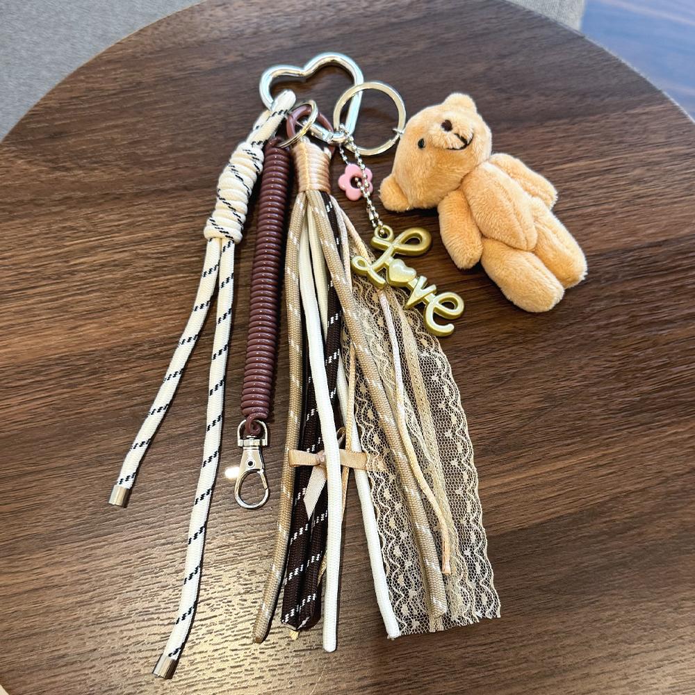 Beige & Brown Tassel Keychain Set - Plush Teddy Bear & LOVE Charm Design, Braided Rope & Lace Tassel, Heart-Shaped Key Ring Bag
Beige & Brown Tassel Keychain Set - Plush Teddy Bear & LOVE Charm Design, Braided Rope & Lace Tassel, Heart-Shaped Key Ring Bag