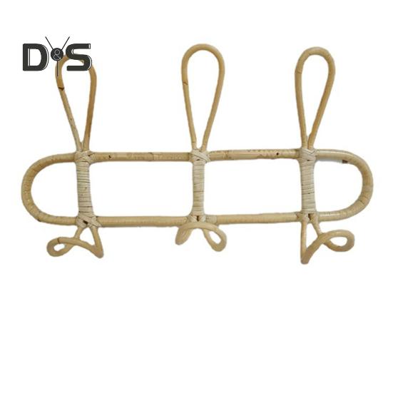 Крючки для настенного крепления из ротанга, вешалка для одежды, прочная, несущая, простая установка, крючки для подвешивания шляп, декор для гардероба бежевый