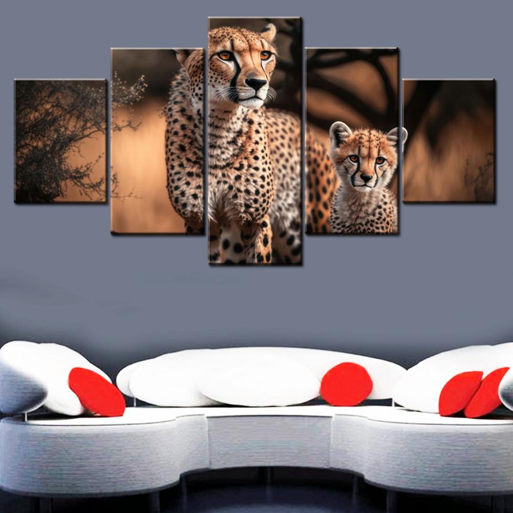 5 Pieces Canvas Wall Arts Cheetah Mother And Club A Fasion of Wilderness And Tenderness In Home Decor Art For Living Room Arts 20X35 20X45 20X55CM
5 Pieces Canvas Wall Arts Cheetah Mother And Club A Fasion of Wilderness And Tenderness In Home Decor Art For Living Room Arts 20X35 20X45 20X55CM