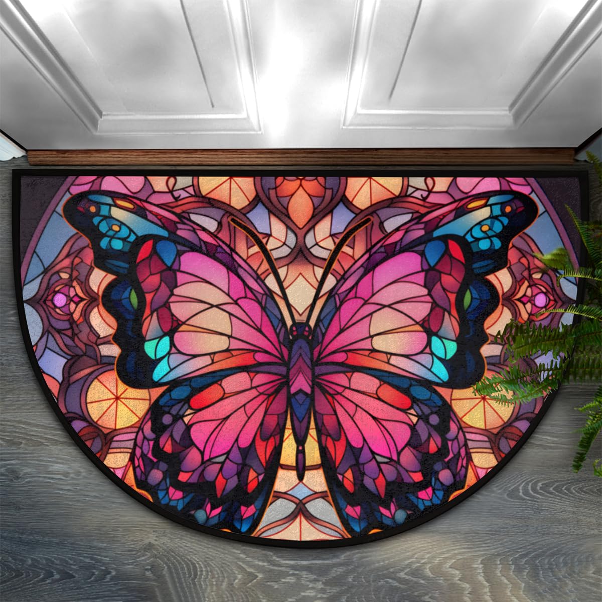 VIKAMA Half Round Door Rug Butterfly Glass Window Intdoor Entrance Non-Slip Welcome Mat for Outdoor Semi Circle Bathroom Floor 50X80CM(1.6X2.6FT
VIKAMA Half Round Door Rug Butterfly Glass Window Intdoor Entrance Non-Slip Welcome Mat for Outdoor Semi Circle Bathroom Floor 50X80CM(1.6X2.6FT