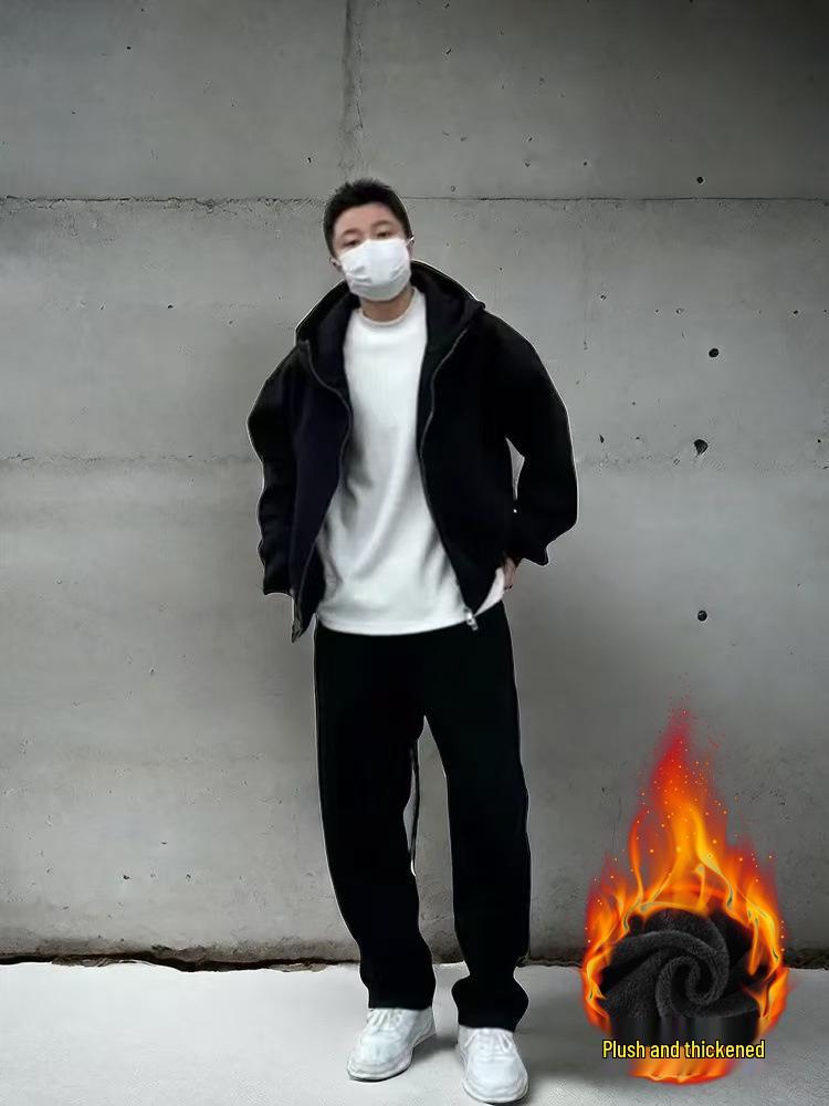 Унисекс осенне-зимний комплект из двух предметов: Свободная куртка с капюшоном, толстовка и однотонные спортивные брюки прямого кроя 3XL
Унисекс осенне-зимний комплект из двух предметов: Свободная куртка с капюшоном, толстовка и однотонные спортивные брюки прямого кроя 3XL