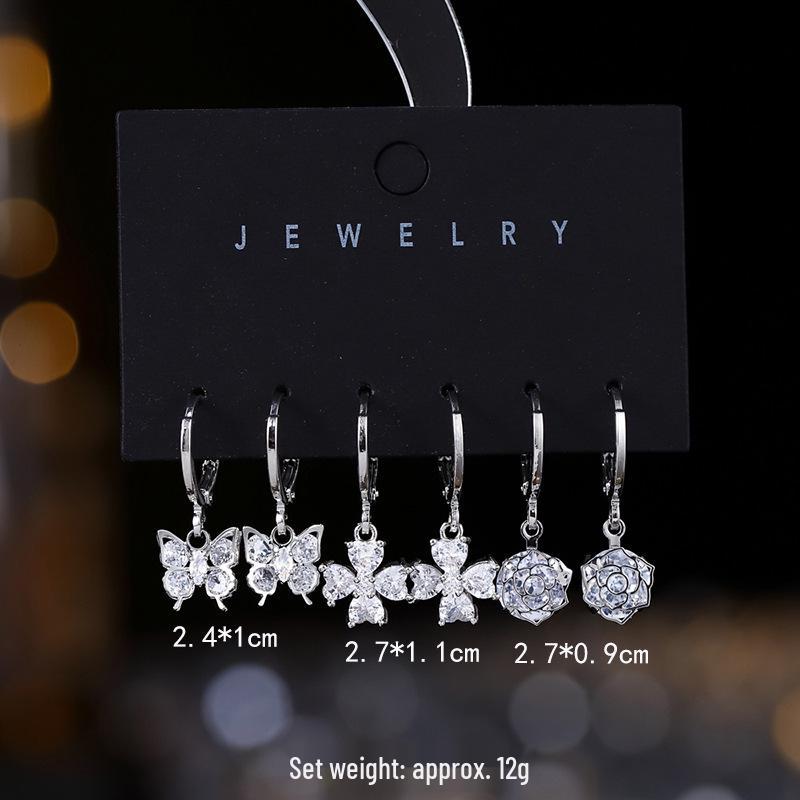 Crystal Butterfly & Flower Zircon Earrings Set - 3 Pairs with Silver Studs for Women
Crystal Butterfly & Flower Zircon Earrings Set - 3 Pairs with Silver Studs for Women