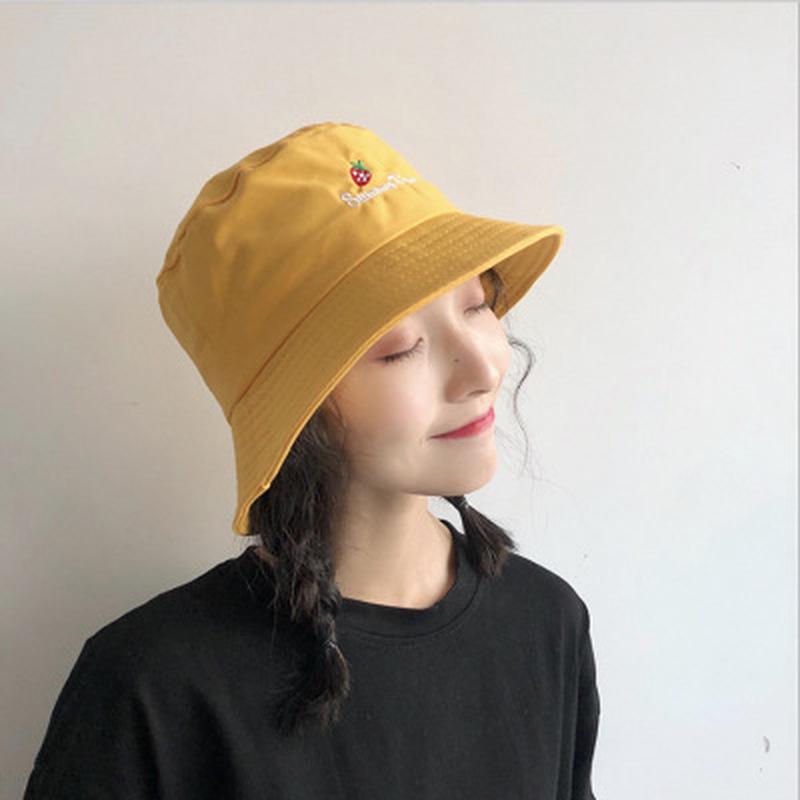 Модная вышитая шляпа-ведро для женщин, рыболовная кепка для взрослых, летняя шляпа с козырьком жёлтый