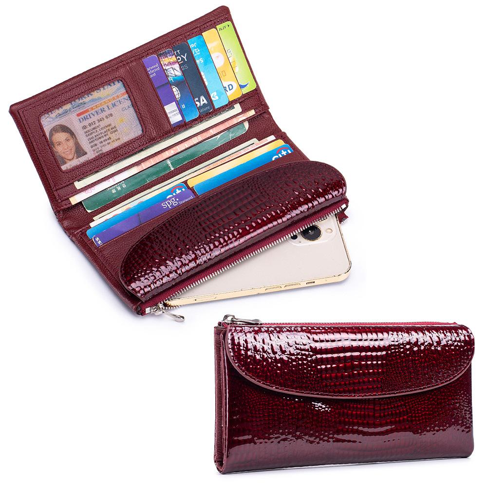 Новый высококачественный текстурный клатч-кошелек из коровьей кожи первого слоя, женственный кошелек из лакированной кожи, большая вместимость, сумка для мобильного телефона
Новый высококачественный текстурный клатч-кошелек из коровьей кожи первого слоя, женственный кошелек из лакированной кожи, большая вместимость, сумка для мобильного телефона