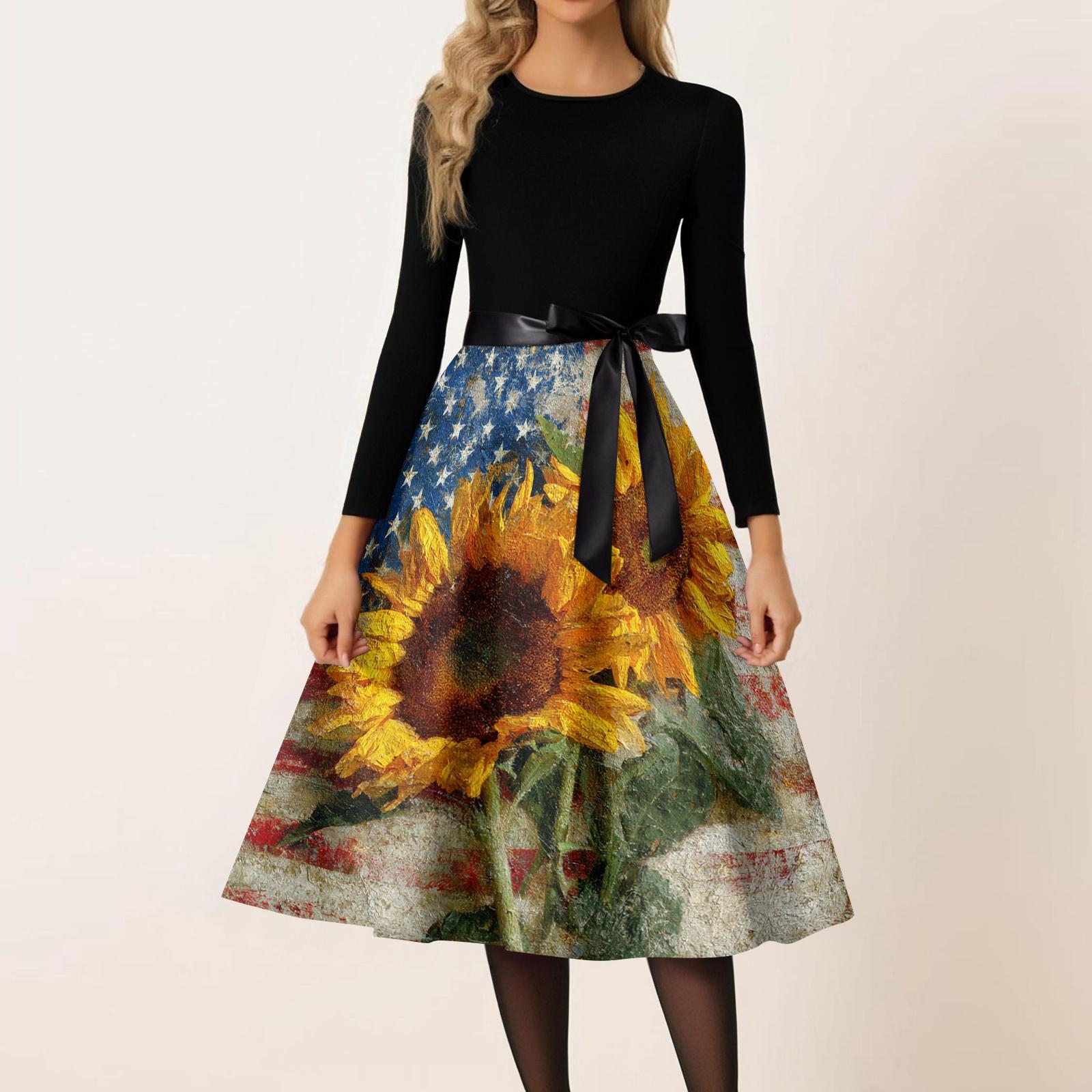 Women s Casual Fashion Round Neck Independence Day Print Retro Dress XL жовтий
Women s Casual Fashion Round Neck Independence Day Print Retro Dress XL жовтий