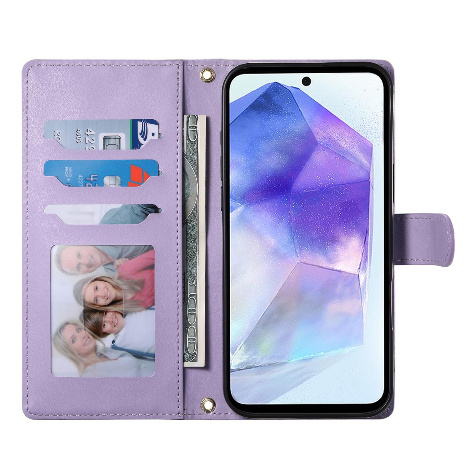 For Samsung Galaxy A55 5G Case Rhombus Stitching Wallet Stand Leather Phone Cover with Long/Short Strap Purple
For Samsung Galaxy A55 5G Case Rhombus Stitching Wallet Stand Leather Phone Cover with Long/Short Strap Purple