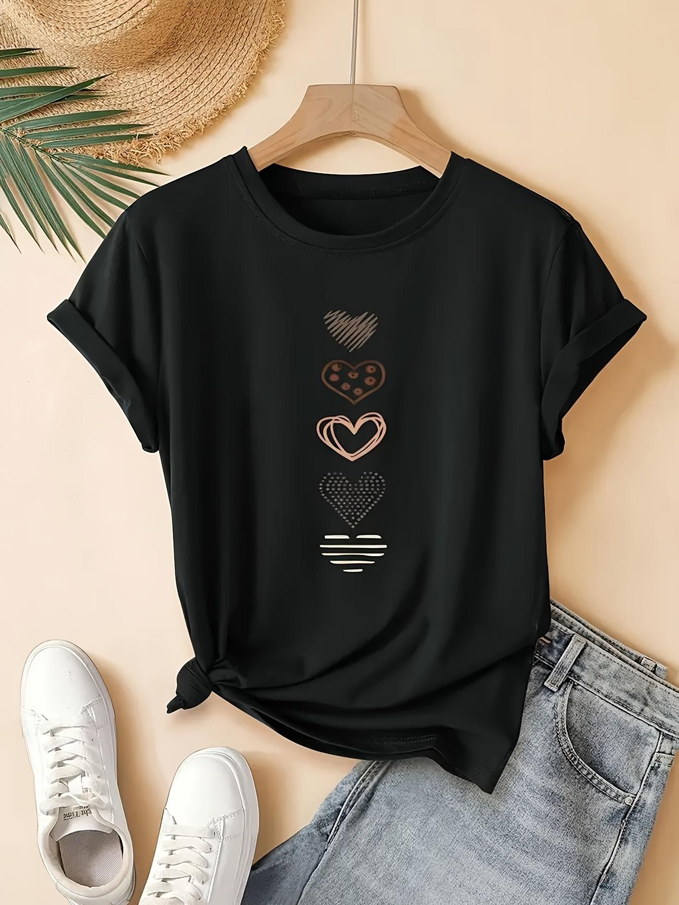 Women S Vintage Black Heart Print T-Shirt, Short Sleeve Round Neck Casual Top 5XL різнокольоровий
Women S Vintage Black Heart Print T-Shirt, Short Sleeve Round Neck Casual Top 5XL різнокольоровий