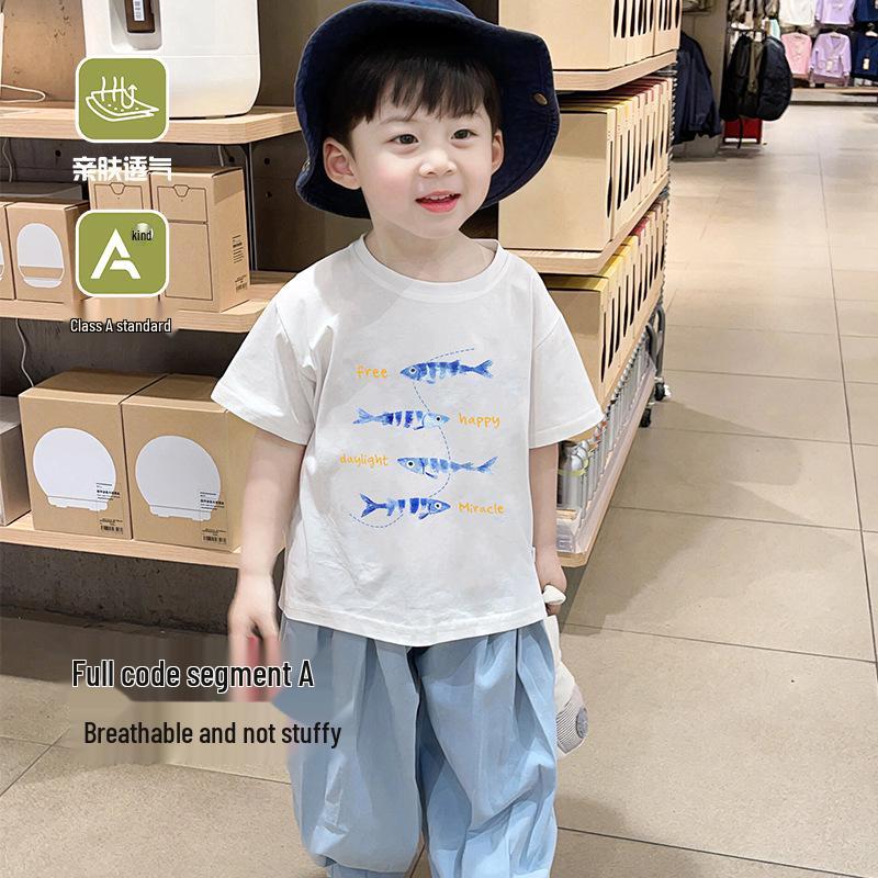Original Boys White Short-Sleeve T-Shirt - Pure Cotton, Korean Style, Summer Casual Print 100cm
Original Boys White Short-Sleeve T-Shirt - Pure Cotton, Korean Style, Summer Casual Print 100cm