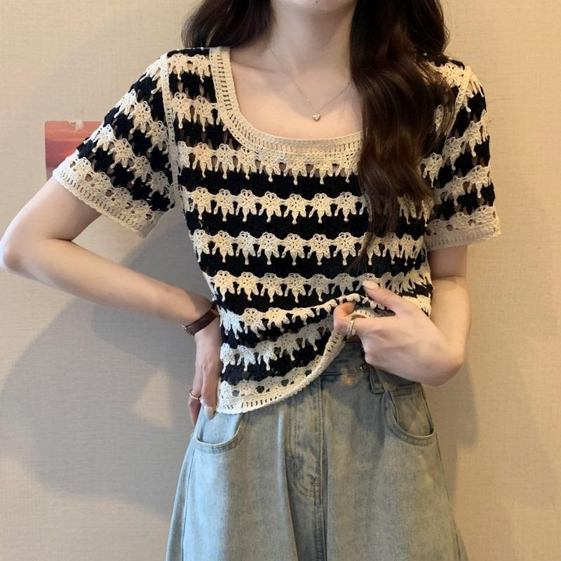 Женский ретро полосатый вязаный крючком топ - Маленький свободный крой, Короткий рукав, Универсальный, Ажурный дизайн для лета 2025 Orange 3578
Женский ретро полосатый вязаный крючком топ - Маленький свободный крой, Короткий рукав, Универсальный, Ажурный дизайн для лета 2025 Orange 3578