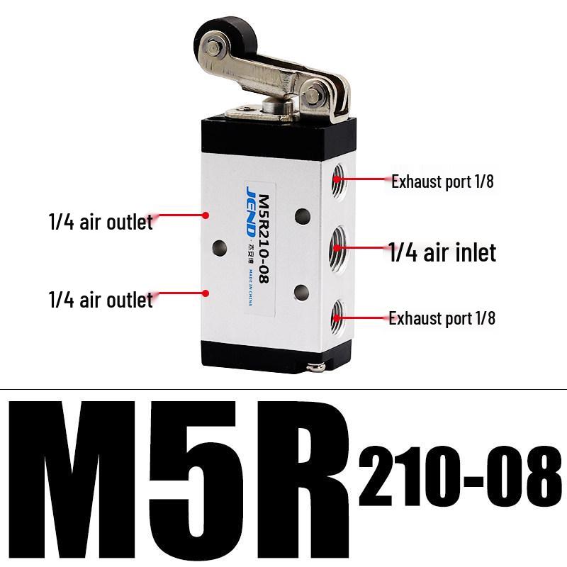 Pneumatic Control Valve: M5R110-06 Roller Type, M5L210-08 Self-Resetting 2-Position, 5-Way Switch
Pneumatic Control Valve: M5R110-06 Roller Type, M5L210-08 Self-Resetting 2-Position, 5-Way Switch