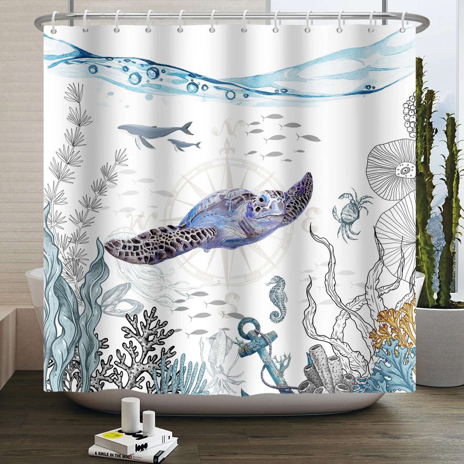 Ocean Animals Shower Curtain Underwater Marine Life Sea Turtle Bath Curtain Waterproof Bathroom Decoration Screen With Hooks W60H190(CM)-1 Pcs
Ocean Animals Shower Curtain Underwater Marine Life Sea Turtle Bath Curtain Waterproof Bathroom Decoration Screen With Hooks W60H190(CM)-1 Pcs