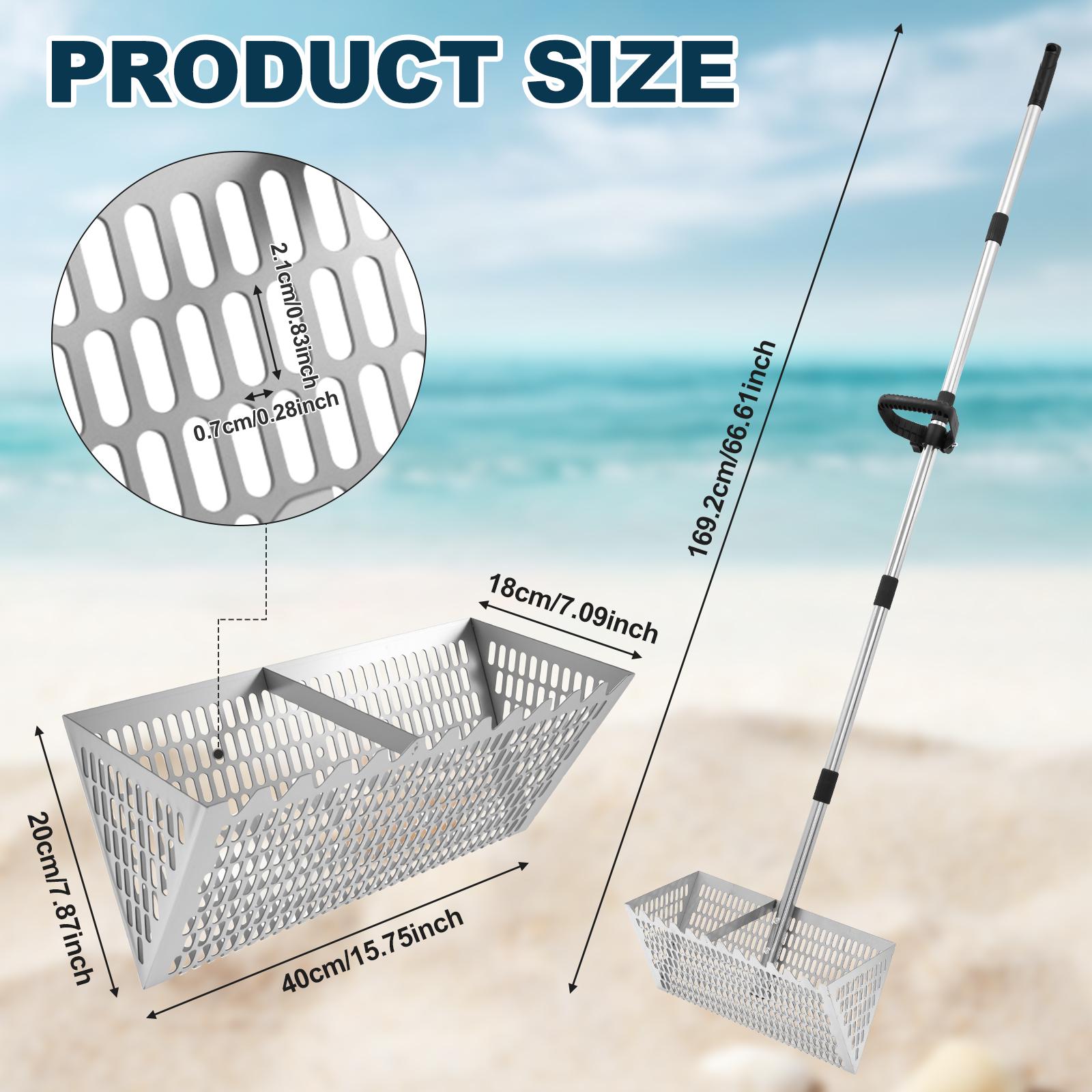 66inch Sand Flea Rake Long Handle Sand Sifter Shovel Stainless Steel Detecting Shovel for Collecting Fleas, Shark Teeth, and Sea
66inch Sand Flea Rake Long Handle Sand Sifter Shovel Stainless Steel Detecting Shovel for Collecting Fleas, Shark Teeth, and Sea