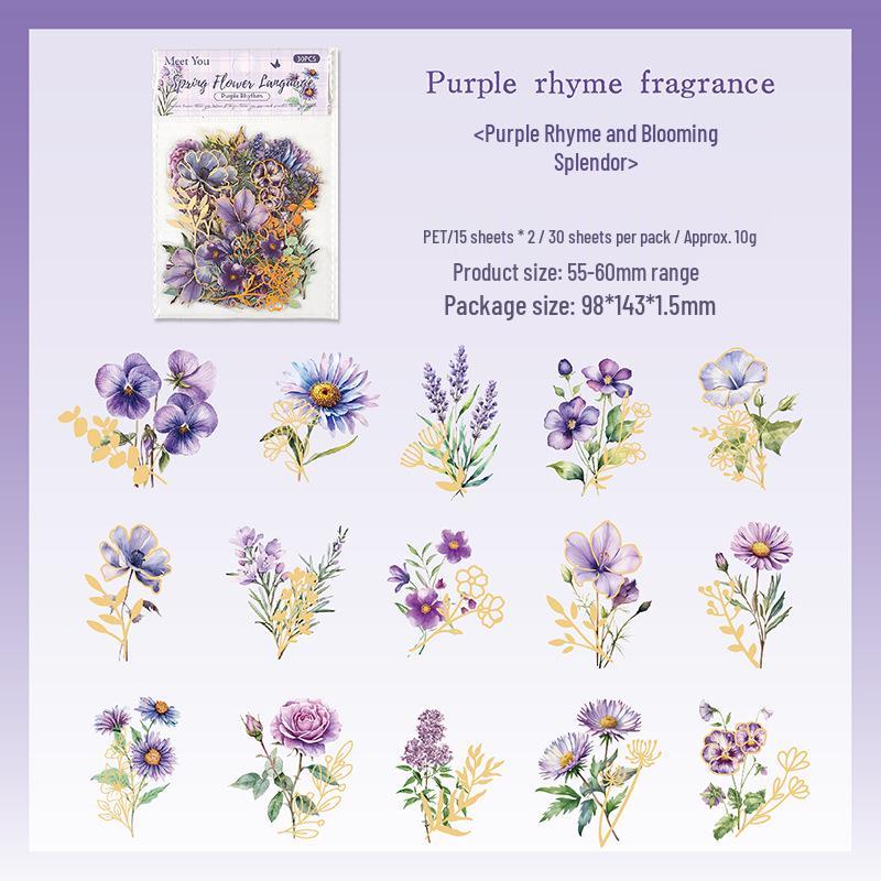 Four Seasons Flower Diary Stickers: Waterproof PET Material, Laser Hot Stamping, Decorative Transparent Floral Designs for DIY.
Four Seasons Flower Diary Stickers: Waterproof PET Material, Laser Hot Stamping, Decorative Transparent Floral Designs for DIY.