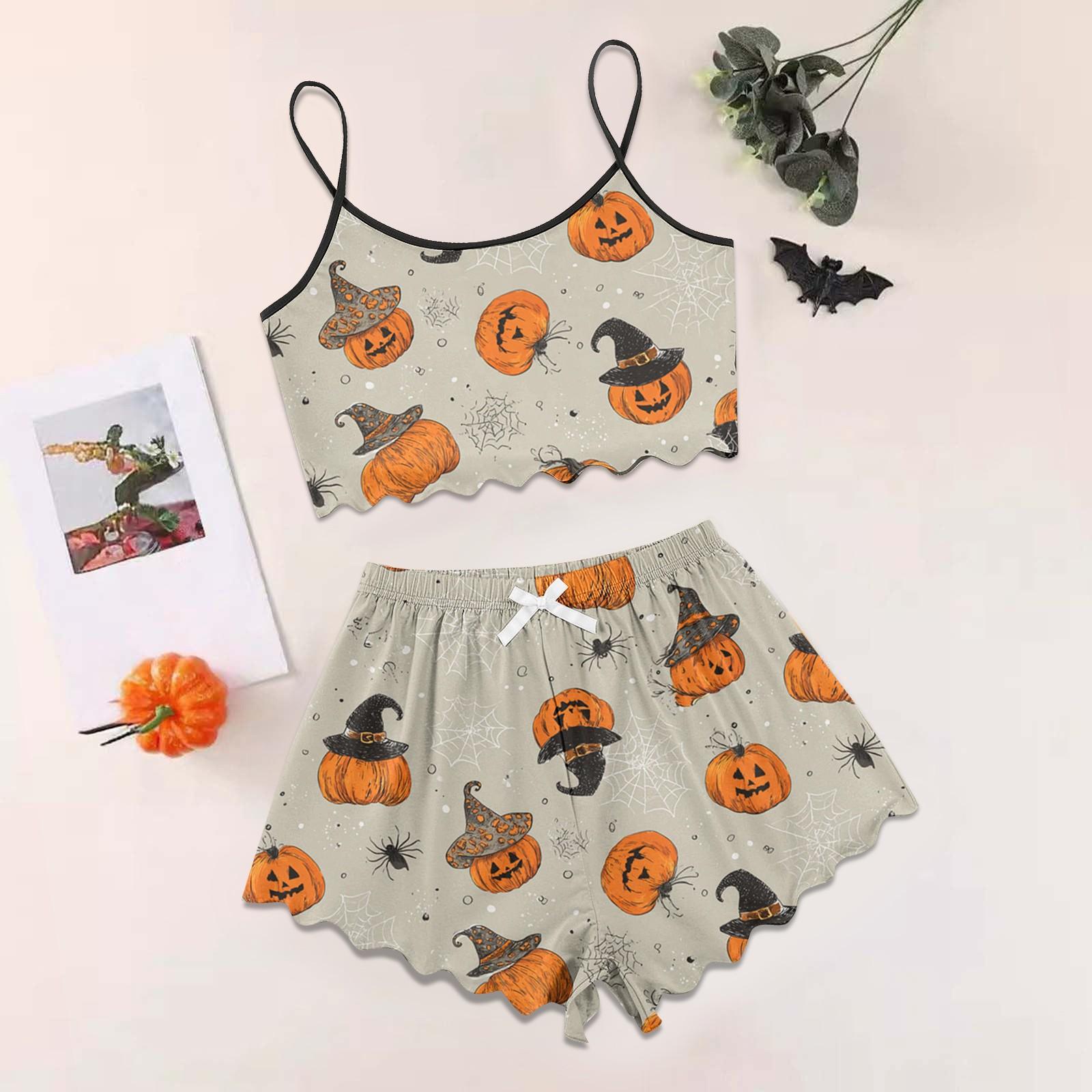 Women s Halloween Set With Retro Floral Print Suspender Sleeveless Vest Shorts Pajama Set S бежевый
Women s Halloween Set With Retro Floral Print Suspender Sleeveless Vest Shorts Pajama Set S бежевый