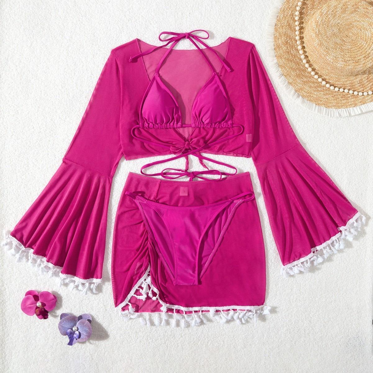 Ou Ruizi s new sexy split swimsuit women s lace-up bikini fringed four-piece long-sleeved blouse XL рожевий червоний колір
Ou Ruizi s new sexy split swimsuit women s lace-up bikini fringed four-piece long-sleeved blouse XL рожевий червоний колір