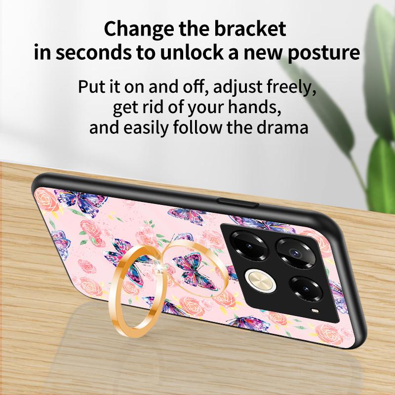 For Infinix Note 40 Pro 4G Phone Case TPU Frame Tempered Glass+PC Back Cover Rose Butterfly
For Infinix Note 40 Pro 4G Phone Case TPU Frame Tempered Glass+PC Back Cover Rose Butterfly