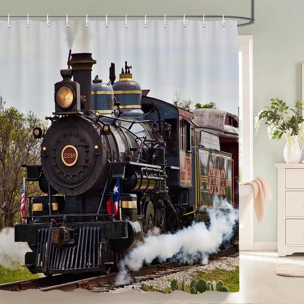 Retro And Old Age Of Steam Train Shower Curtain 3D Printed Polyester Fabric Waterproof Bathroom Curtain Decoration With Hooks W60H190(CM)-1 Pcs
Retro And Old Age Of Steam Train Shower Curtain 3D Printed Polyester Fabric Waterproof Bathroom Curtain Decoration With Hooks W60H190(CM)-1 Pcs