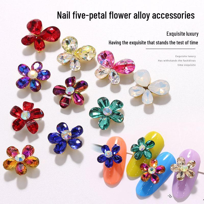 Colorful Rhinestone Flower Alloy Nail Art Jewelry - Five-Petal Crystal Metal Decoration
Colorful Rhinestone Flower Alloy Nail Art Jewelry - Five-Petal Crystal Metal Decoration