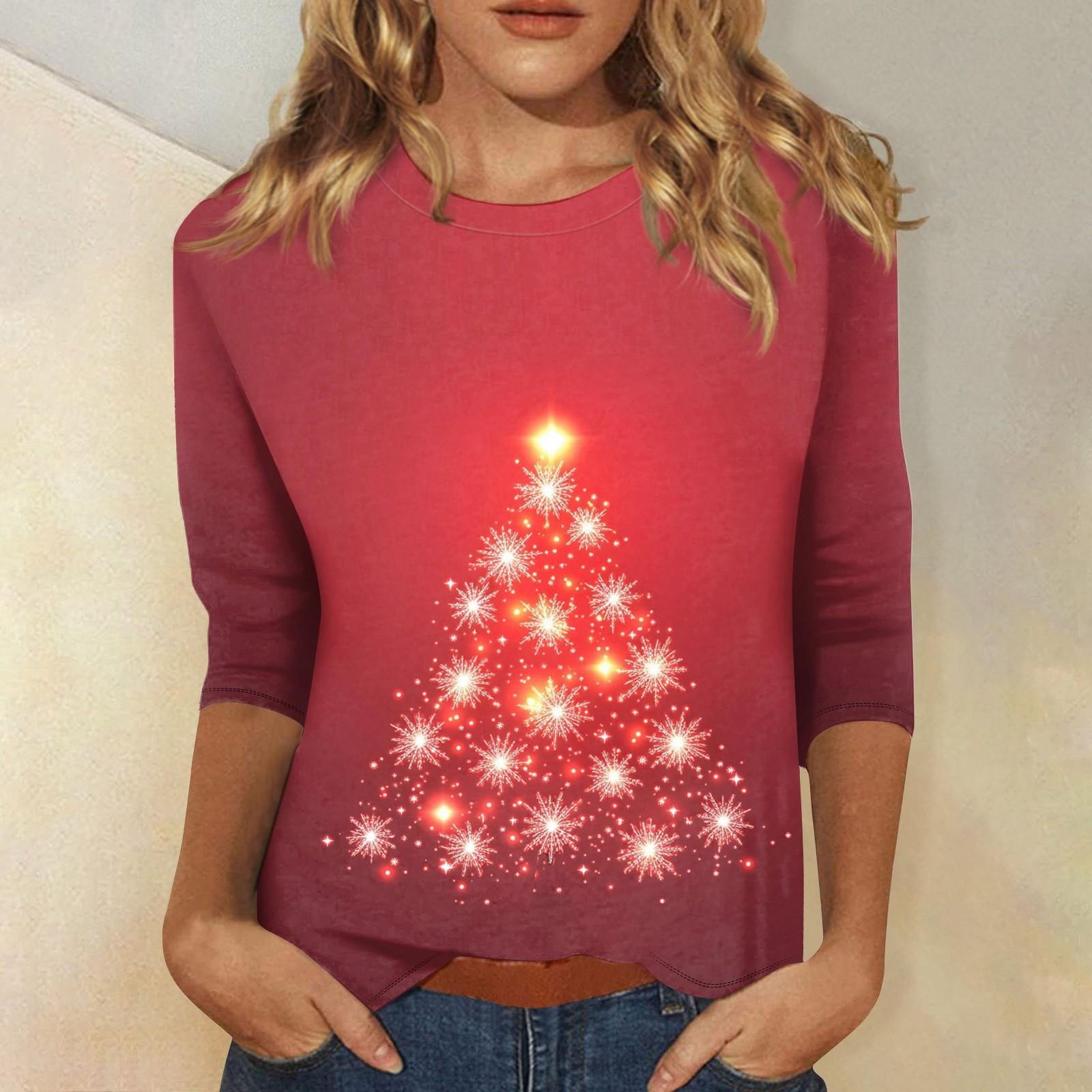 Женский топ с круглым вырезом и рукавом 3/4 с рождественским принтом XXXXL красный
Женский топ с круглым вырезом и рукавом 3/4 с рождественским принтом XXXXL красный