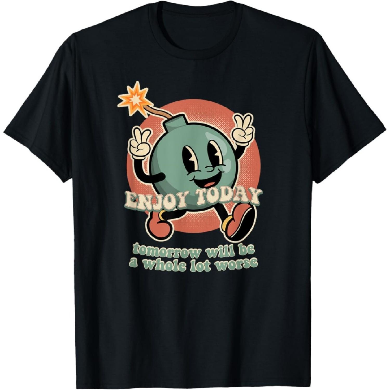 Retro Cartoon Bomb Nihilism T-Shirt - Classic Fit, Crew Neck, Short Sleeve, Black(1) XXXXXL чорний
Retro Cartoon Bomb Nihilism T-Shirt - Classic Fit, Crew Neck, Short Sleeve, Black(1) XXXXXL чорний