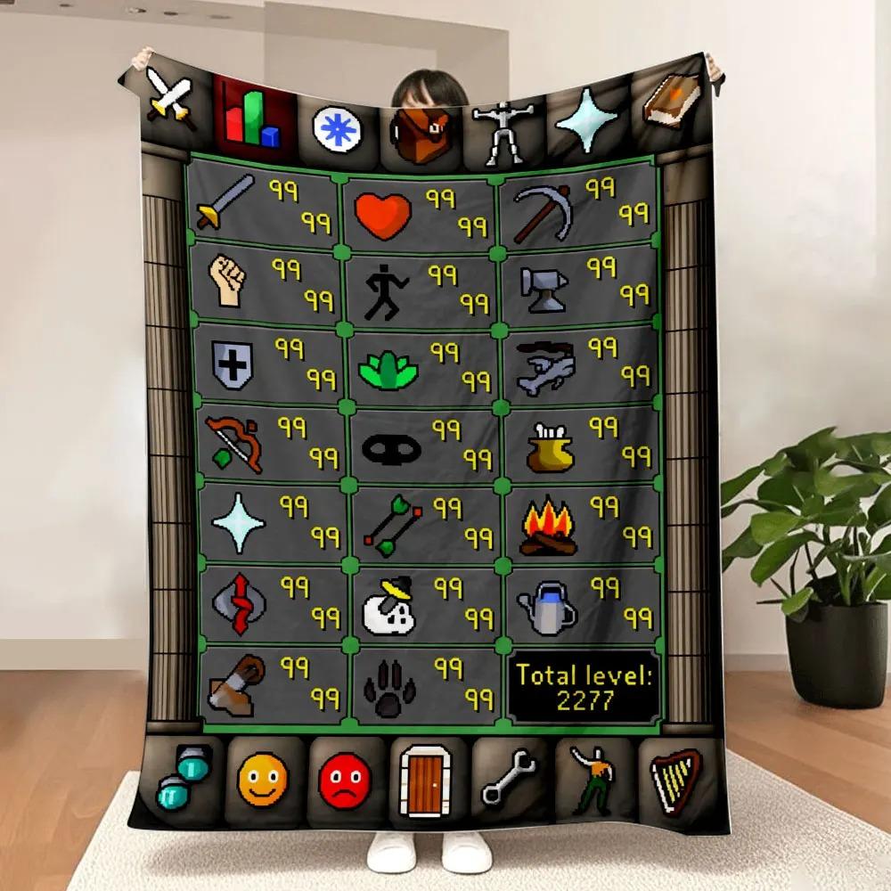 Retro Pixelated Game-Inspired Blanket - Nostalgic RuneScape Skill Menu Design, Dark Stone Grid Background, 99 Max Level Detail, 70x100cm білий
Retro Pixelated Game-Inspired Blanket - Nostalgic RuneScape Skill Menu Design, Dark Stone Grid Background, 99 Max Level Detail, 70x100cm білий