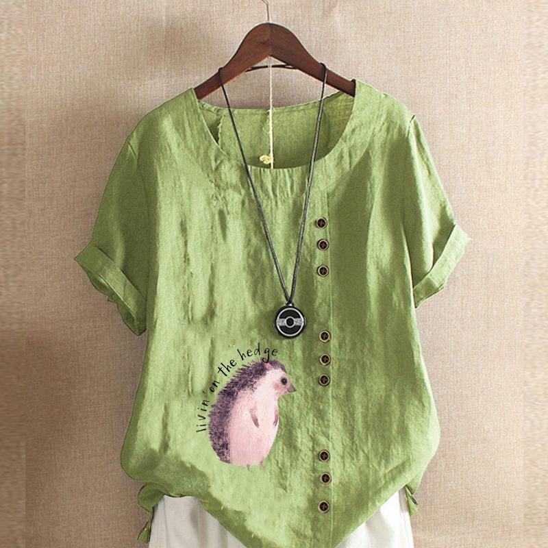 Женская модная футболка с коротким рукавом и принтом «Милый ежик», свободная хлопковая рубашка, повседневная свободная летняя блузка, топы 5XL зелёный
Женская модная футболка с коротким рукавом и принтом «Милый ежик», свободная хлопковая рубашка, повседневная свободная летняя блузка, топы 5XL зелёный